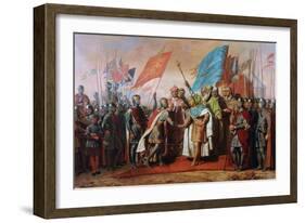 Meeting between Philip II, Capetian King of France and Henry II, Plantagenet King of England-Gillot Saint-Evre-Framed Giclee Print