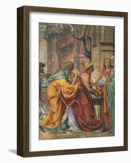 Meeting Between St Anne and St Joachim, Detail from Stories of St Joseph-Bernardino Luini-Framed Giclee Print