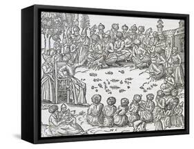 Meeting Between Turks and Arabs, Morocco, Engraving from Universal Cosmology-Andre Thevet-Framed Stretched Canvas