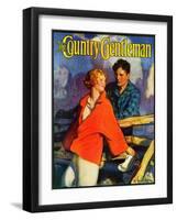 "Meeting by the Fence," Country Gentleman Cover, April 1, 1926-McClelland Barclay-Framed Giclee Print