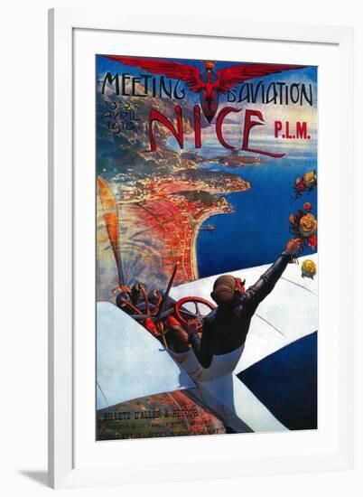 Meeting D' Aviation in Nice, France Poster - Europe-Lantern Press-Framed Art Print