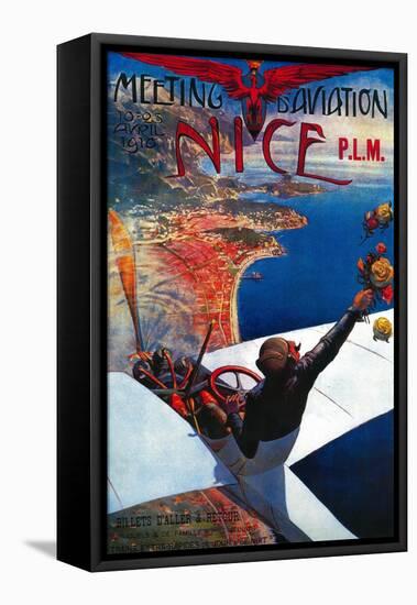 Meeting D' Aviation in Nice, France Poster - Europe-Lantern Press-Framed Stretched Canvas