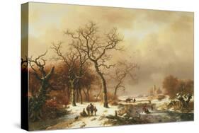 Meeting in the Snow-Frederik Marianus Kruseman-Stretched Canvas