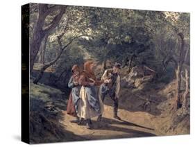 Meeting in the Woods-Ferdinand Waldmüller-Stretched Canvas