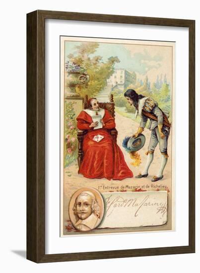 Meeting of Cardinal Richelieu and Jules Mazarin, 17th Century-null-Framed Giclee Print