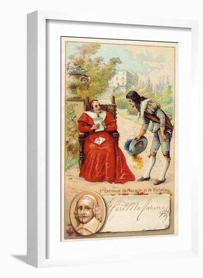 Meeting of Cardinal Richelieu and Jules Mazarin, 17th Century-null-Framed Giclee Print