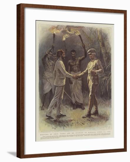 Meeting of Emin Pasha and Mr Stanley at Kavalli, 29 April 1888-null-Framed Giclee Print