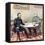 Meeting of Generals Grant (Lef) and Lee, American Civil War, 1865-Currier & Ives-Framed Stretched Canvas