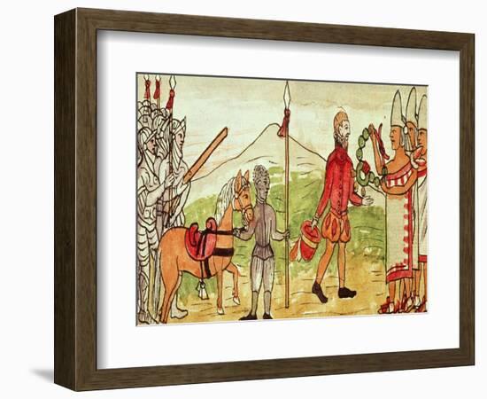 Meeting of Hernando Cortes and Montezuma-Diego Duran-Framed Giclee Print