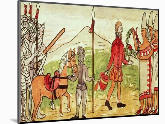 Meeting of Hernando Cortes and Montezuma-Diego Duran-Mounted Giclee Print