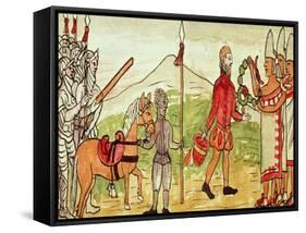 Meeting of Hernando Cortes and Montezuma-Diego Duran-Framed Stretched Canvas