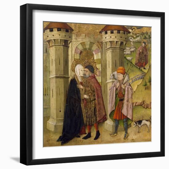 Meeting of Joachim and Anne Outside Golden Gate at Jerusalem-Jaume Huguet-Framed Giclee Print