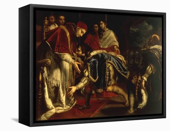 Meeting of Pope Leo X & King Francis I of France in Palazzo Pubblico at Bologna, 11 December 1515-Giovanni Bilivert-Framed Stretched Canvas