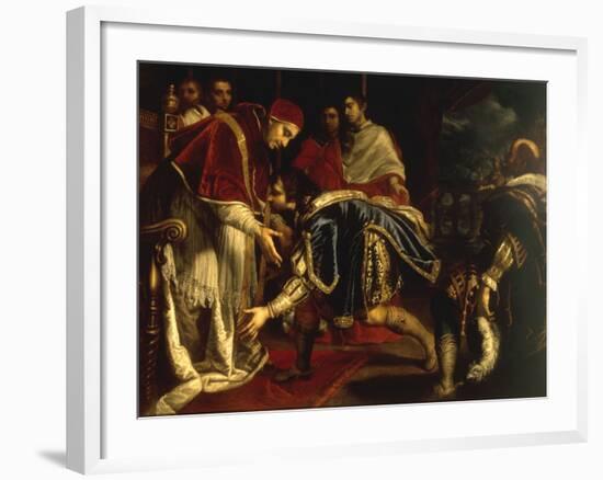 Meeting of Pope Leo X & King Francis I of France in Palazzo Pubblico at Bologna, 11 December 1515-Giovanni Bilivert-Framed Giclee Print