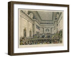Meeting of the British and Foreign Bible Society in Freemasons Hall-C. Clark-Framed Art Print