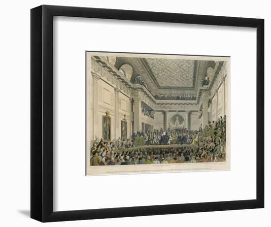 Meeting of the British and Foreign Bible Society in Freemasons Hall-C. Clark-Framed Art Print