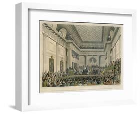 Meeting of the British and Foreign Bible Society in Freemasons Hall-C. Clark-Framed Art Print