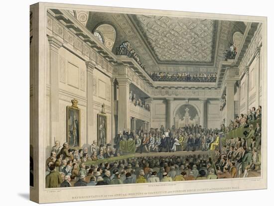 Meeting of the British and Foreign Bible Society in Freemasons Hall-C. Clark-Stretched Canvas