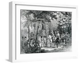 Meeting of the Indians with the European Explorers from 'Picturesque Voyage to Brazil', 1827-35-Johann Moritz Rugendas-Framed Giclee Print