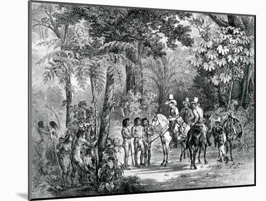 Meeting of the Indians with the European Explorers from 'Picturesque Voyage to Brazil', 1827-35-Johann Moritz Rugendas-Mounted Giclee Print