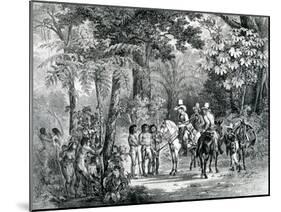 Meeting of the Indians with the European Explorers from 'Picturesque Voyage to Brazil', 1827-35-Johann Moritz Rugendas-Mounted Giclee Print