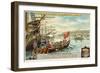 Meeting of Vasco Da Gama and His Brother Paulo with the Ruler of Malindi, May 1498-null-Framed Giclee Print