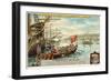 Meeting of Vasco Da Gama and His Brother Paulo with the Ruler of Malindi, May 1498-null-Framed Giclee Print
