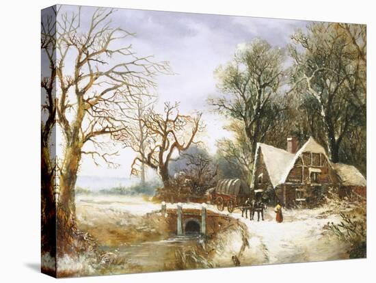 Meeting on the Bridge, Winter-William Stone-Stretched Canvas