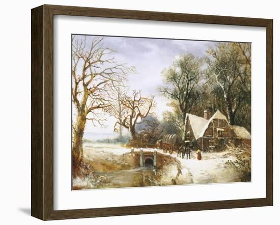 Meeting on the Bridge, Winter-William Stone-Framed Giclee Print