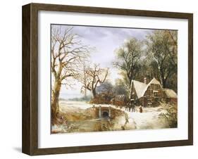 Meeting on the Bridge, Winter-William Stone-Framed Giclee Print