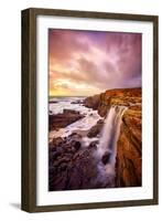 Mega Falls and Sunset Clouds, Sonoma Coast, Northern California Waterfall-Vincent James-Framed Photographic Print