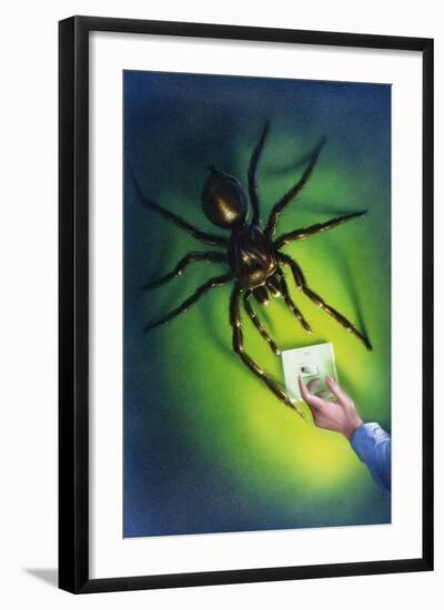 Mega-Spider at Home, Artwork by Lee Gibbons-null-Framed Giclee Print