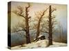 Megalithic cairn in the snow-Caspar David Friedrich-Stretched Canvas