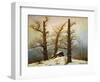 Megalithic cairn in the snow-Caspar David Friedrich-Framed Giclee Print