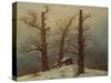 Megalithic Grave in the Snow-Caspar David Friedrich-Stretched Canvas