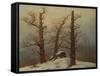 Megalithic Grave in the Snow-Caspar David Friedrich-Framed Stretched Canvas