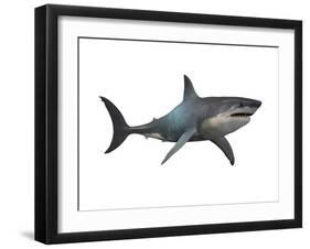 Megalodon Shark, an Enormous Predator from the Cenozoic Era-null-Framed Art Print