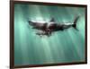 Megalodon Shark And Great White-Christian Darkin-Framed Photographic Print