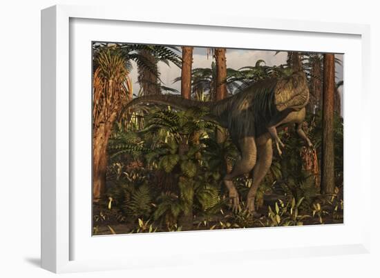 Megalosaurus Dinosaur Stalks the Forest-Stocktrek Images-Framed Art Print