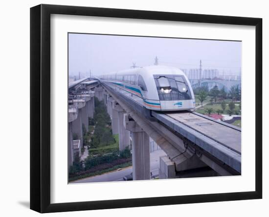 Meglev Train Prepares to Depart Airport Train Station, Shanghai, China-Paul Souders-Framed Premium Photographic Print