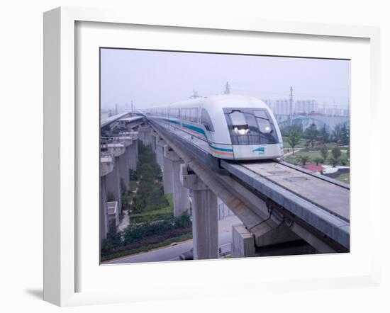 Meglev Train Prepares to Depart Airport Train Station, Shanghai, China-Paul Souders-Framed Premium Photographic Print