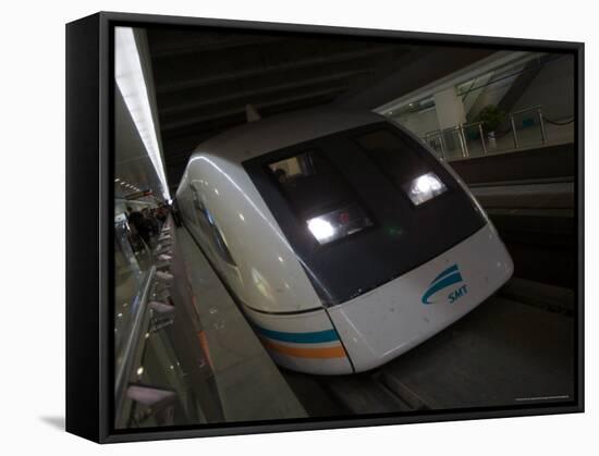 Meglev Train Prepares to Depart Airport Train Station, Shanghai, China-Paul Souders-Framed Stretched Canvas