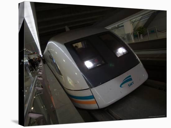 Meglev Train Prepares to Depart Airport Train Station, Shanghai, China-Paul Souders-Stretched Canvas