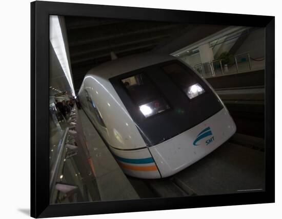 Meglev Train Prepares to Depart Airport Train Station, Shanghai, China-Paul Souders-Framed Photographic Print