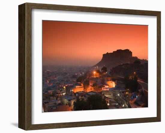 Meherangarh Fort and Town, Rajasthan, India-Walter Bibikow-Framed Premium Photographic Print