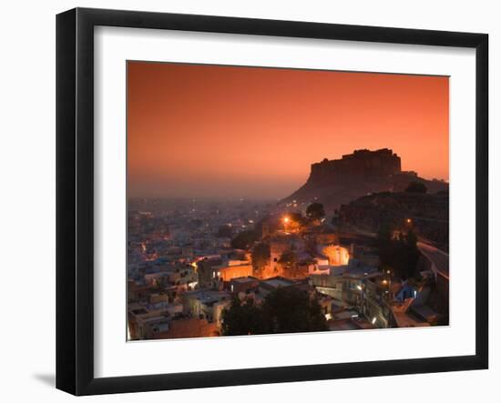 Meherangarh Fort and Town, Rajasthan, India-Walter Bibikow-Framed Premium Photographic Print