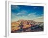 Mehrangarh Fort and Padamsar Talab and Ranisar Talab Lakes , Jodhpur, Rajasthan, India with Grunge-f9photos-Framed Photographic Print