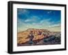 Mehrangarh Fort and Padamsar Talab and Ranisar Talab Lakes , Jodhpur, Rajasthan, India with Grunge-f9photos-Framed Photographic Print