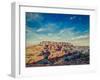 Mehrangarh Fort and Padamsar Talab and Ranisar Talab Lakes , Jodhpur, Rajasthan, India with Grunge-f9photos-Framed Photographic Print