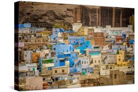 Mehrangarh Fort Towering over the Blue Rooftops in Jodhpur, the Blue City, Rajasthan, India, Asia-Laura Grier-Stretched Canvas